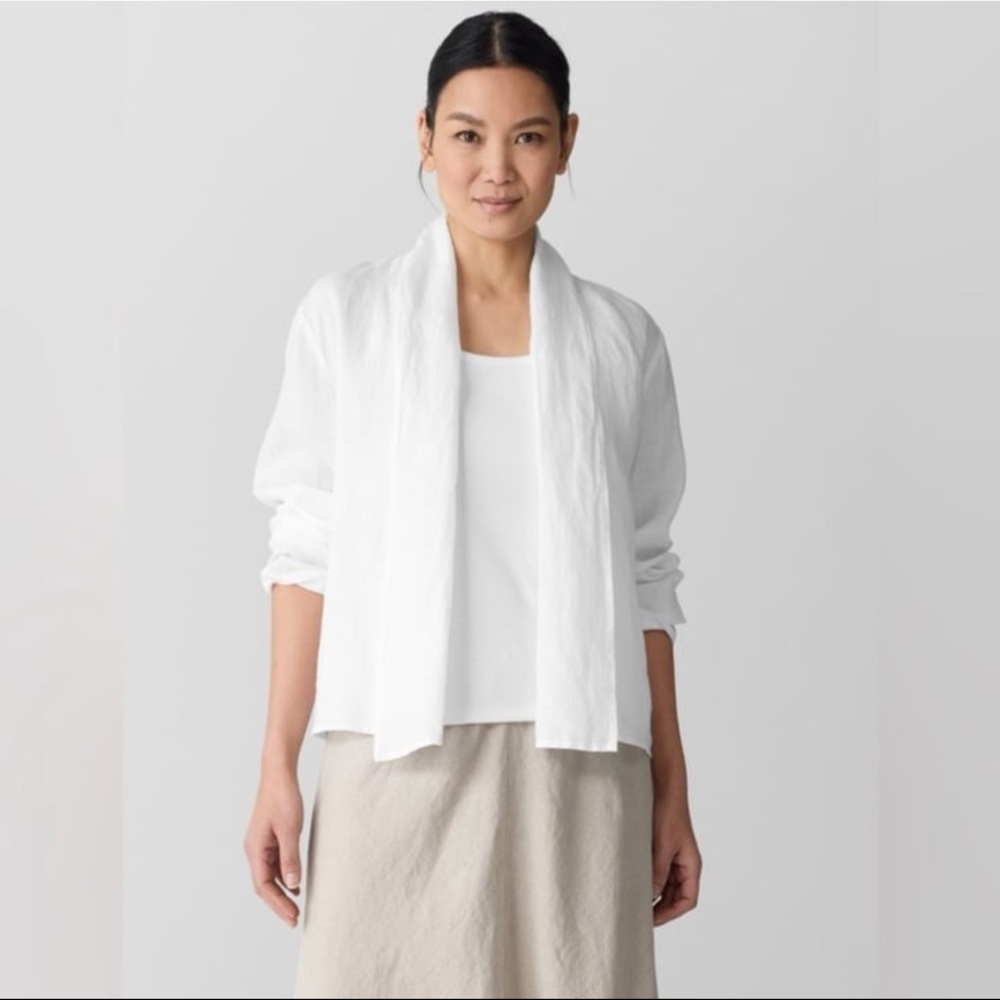 NWT Eileen Fisher Organic Handkerchief Linen High Collar Jacket